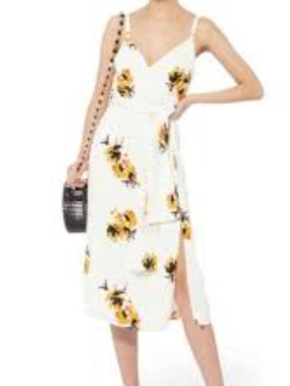 A.L.C. White Gold Floral Wrap Mid Length Dress